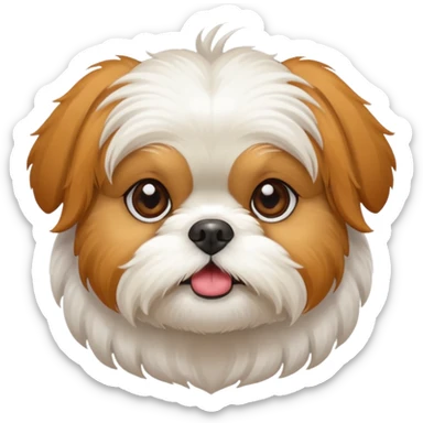 White ShihTzu dog with ginger ears sticker