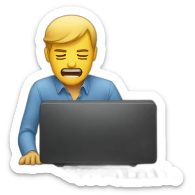 man hits his head on the keyboard sticker