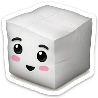 sugar cube on a tissue sticker