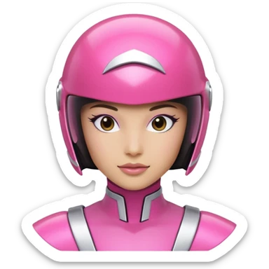 pink power ranger, woman emoji, only head, pink power ranger helmet on sticker