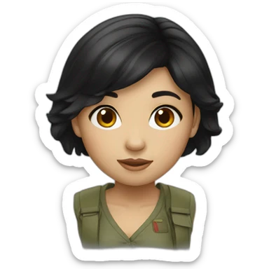 Vietnam girl black hair sticker