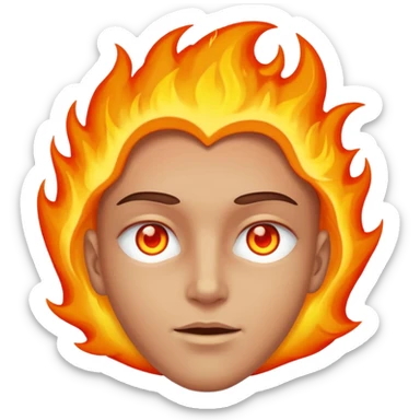 A burning person with fire coming out of where the eyes  sticker
