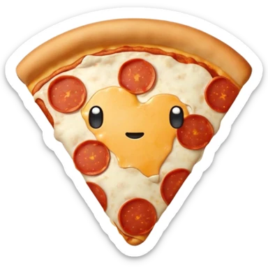 Pizza with a shirt sticker