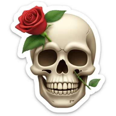 Skull holding a rose sticker