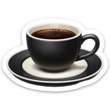cup with black coffee on the same color plate without faces sticker