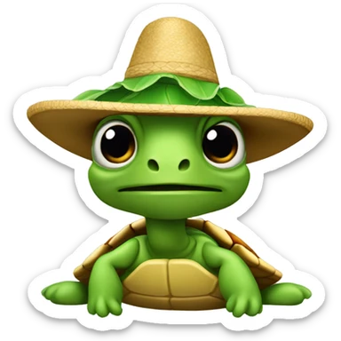 Tortuga con sombrero de lechuga sticker