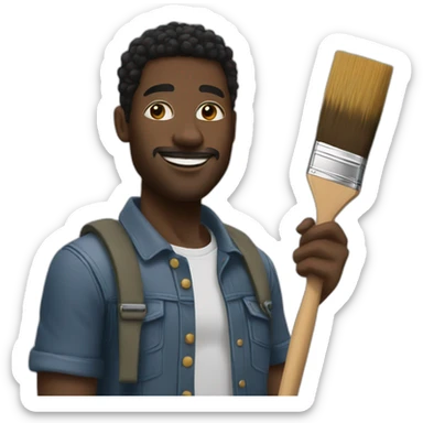 Black male with paint brush going super Sain sticker