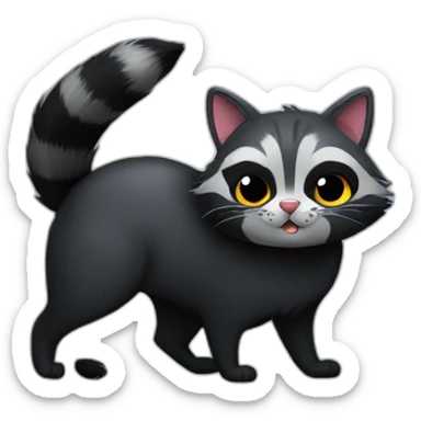 Racoon love a black cat sticker