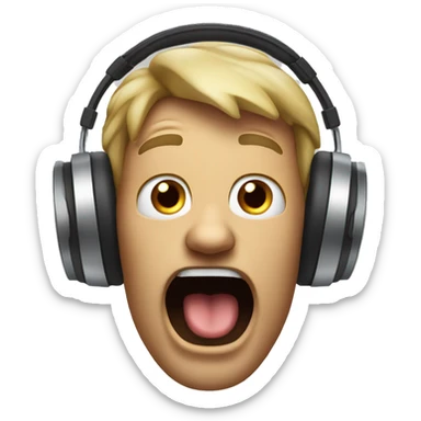 Man With headphones screaming with his tongue out sticker