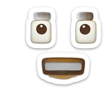 a minecraft gingerbread man dumb head with white small eyes (no pupils, only white chocolate eyes) sticker