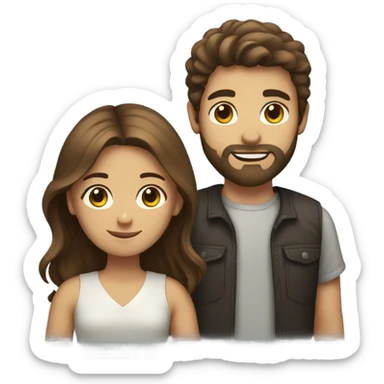 brown haired girl and bearded boy sticker