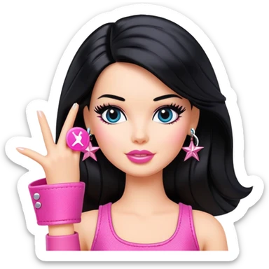 barbie rockstar   with black hair  sticker