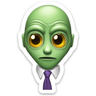 usual alien head with a tie and hand with 4 fingers sticker