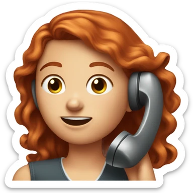 A freckled redhead on the phone sticker
