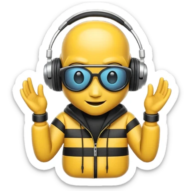 DJ bee with headphones sticker