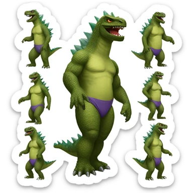 Godzilla wearing a bikini  sticker
