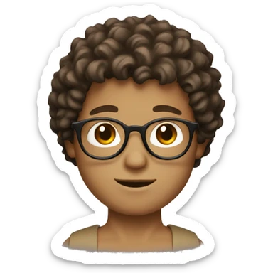 a white boy with brown eyes, round glasses and brown short curly hair sticker