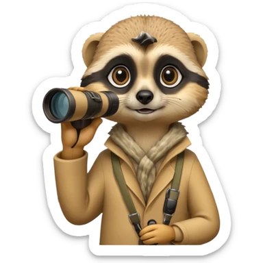 Meerkat watching with binoculars  sticker