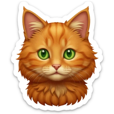 A high-resolution photo-realistic digital illustration of a solid ginger tabby cat kitten sticker