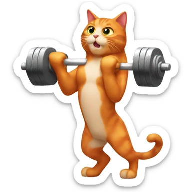 the red cat is to lift dumbbells sticker