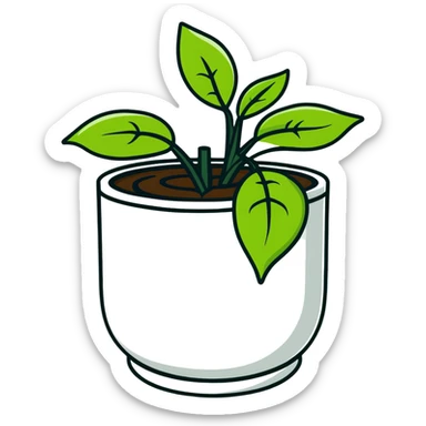Young Plectranthus Verticillatus sprouts with circular coin-shaped leaves in a modern metallic planter sticker