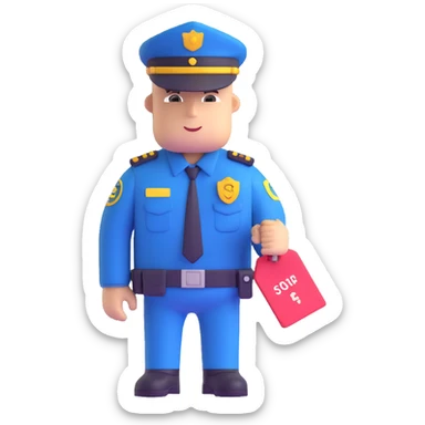 security officer with price tag sticker