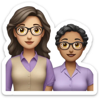 girl teacher in glasses with dark hair teacher in a lilac shirt sticker