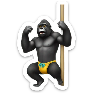 gorille qui fais de la poledance sur une plage sticker