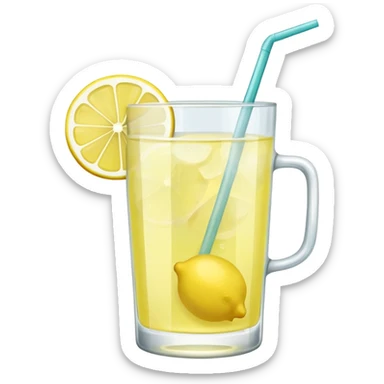 glass of lemonade with lemon slice and straw sticker