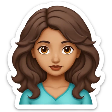 normal indian girl face with medium wavy hair with medium color sticker