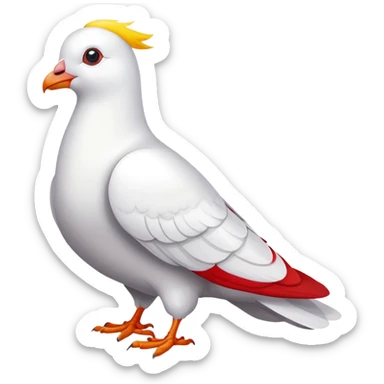 white pigeon wearing Flash costume sticker