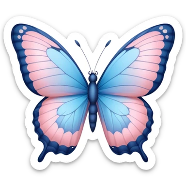 A butterfly with light blue fade to light pink wings sticker
