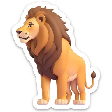 FULL BODY panthera leo male style wild, full flat cute side profile design in 3d soft l centered composition cartoon style128x128 pixels sticker