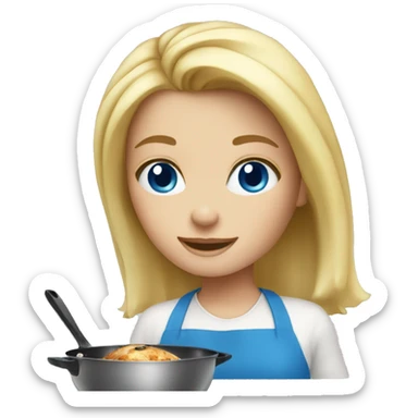 Blonde blue eye girl cooking  sticker