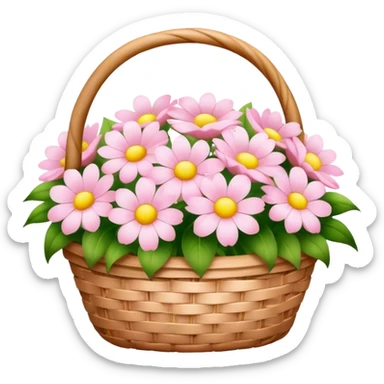 basket of light pink flowers sticker