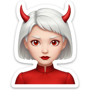 Devil woman in red with short white hairstyle sticker