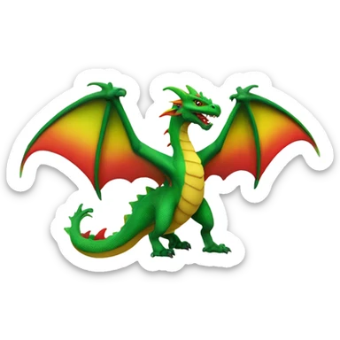 graoully dragon, green body and red back and green / yellow wings, closer sticker