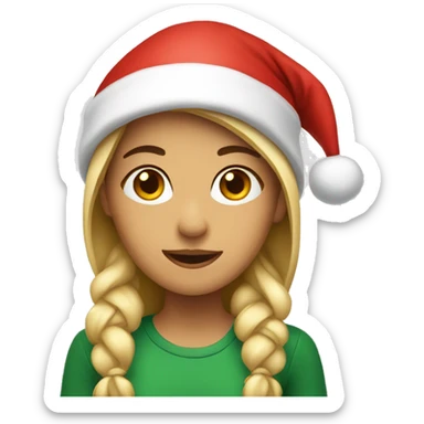 A girl wearing santa hat sticker
