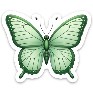 Sage green butterfly with dark green outline  sticker