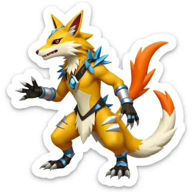 Shiny Cool Zeraora-Lombax-Sergal-Zangoose-Protogen-grem2-Wickerbeast-Pokémon, full body sticker