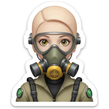 cyberpunk gasmask girl programmer bald sticker