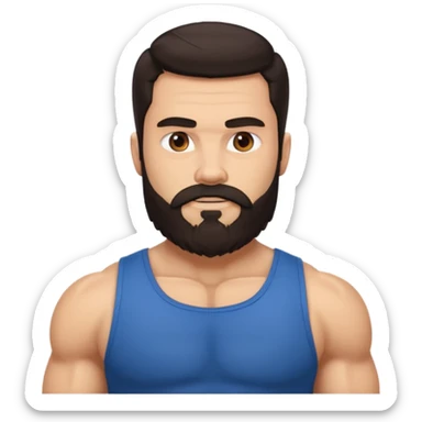 strong bearded man dark hair muscles sticker