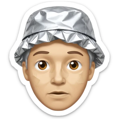 a man with aluhut für verschwörungstheorien wo der hut immernoch wie aluminiumpapier aussieht sticker