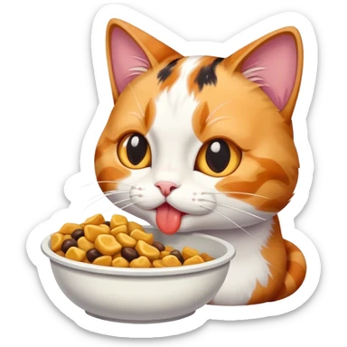 Cat eating food sticker