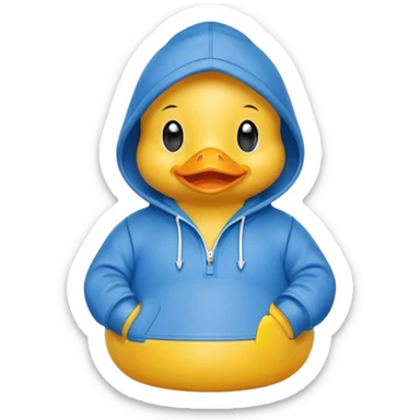 Yellow rubber duck wearing a blue hoodie sticker