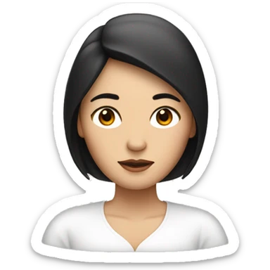 Macbook with woman behind with thin brows and brown black hair asian sticker