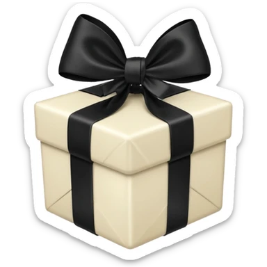 ivory present with black bow sticker
