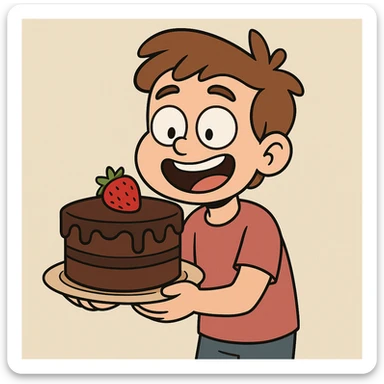 The chocolate strawberry cake a boy  sticker