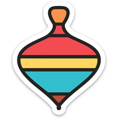 stylized and minimal spinning top icon, clean lines, flat design, modern icon style sticker