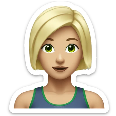  gym blonde girl with green eyes and a short haircut  sticker